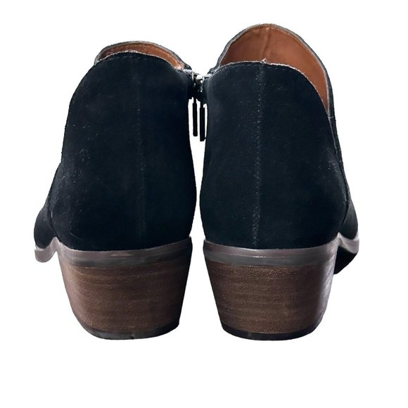 Lucky Brand Fenley Ankle Boots Women's 8M Booties Black Suede Low Heel Side Zip - Picture 4 of 8
